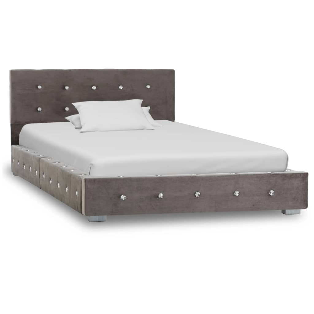 Легло с матрак от мемори пяна, сиво, кадифе, 90x200 см