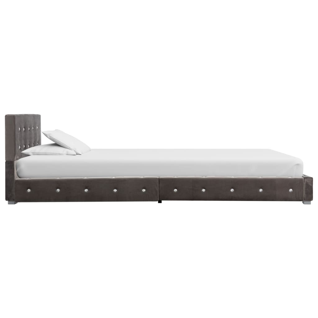 Легло с матрак от мемори пяна, сиво, кадифе, 90x200 см