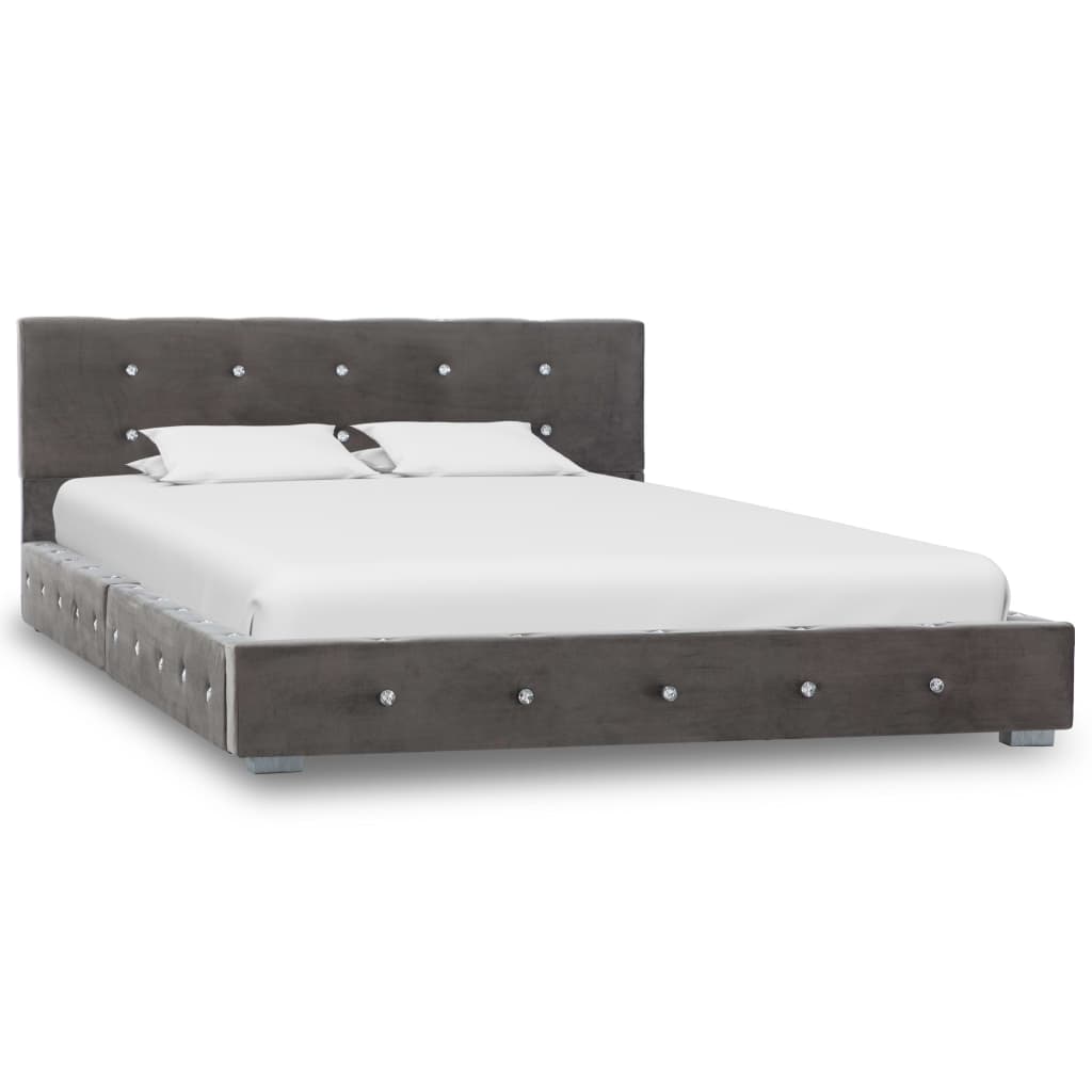 Легло с матрак от мемори пяна, сиво, кадифе, 120x200 см