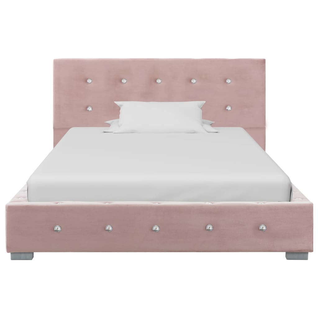 Легло с матрак от мемори пяна, розово, кадифе, 90x200 см