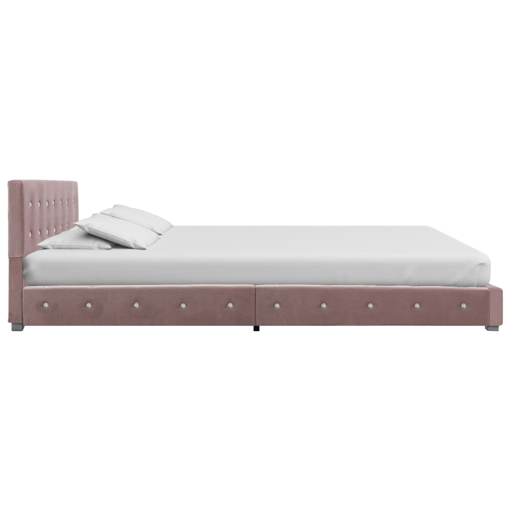 Легло с матрак от мемори пяна, розово, кадифе, 140x200 см