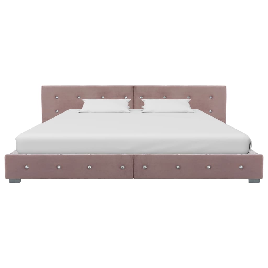 Легло с матрак от мемори пяна, розово, кадифе, 160x200 cм