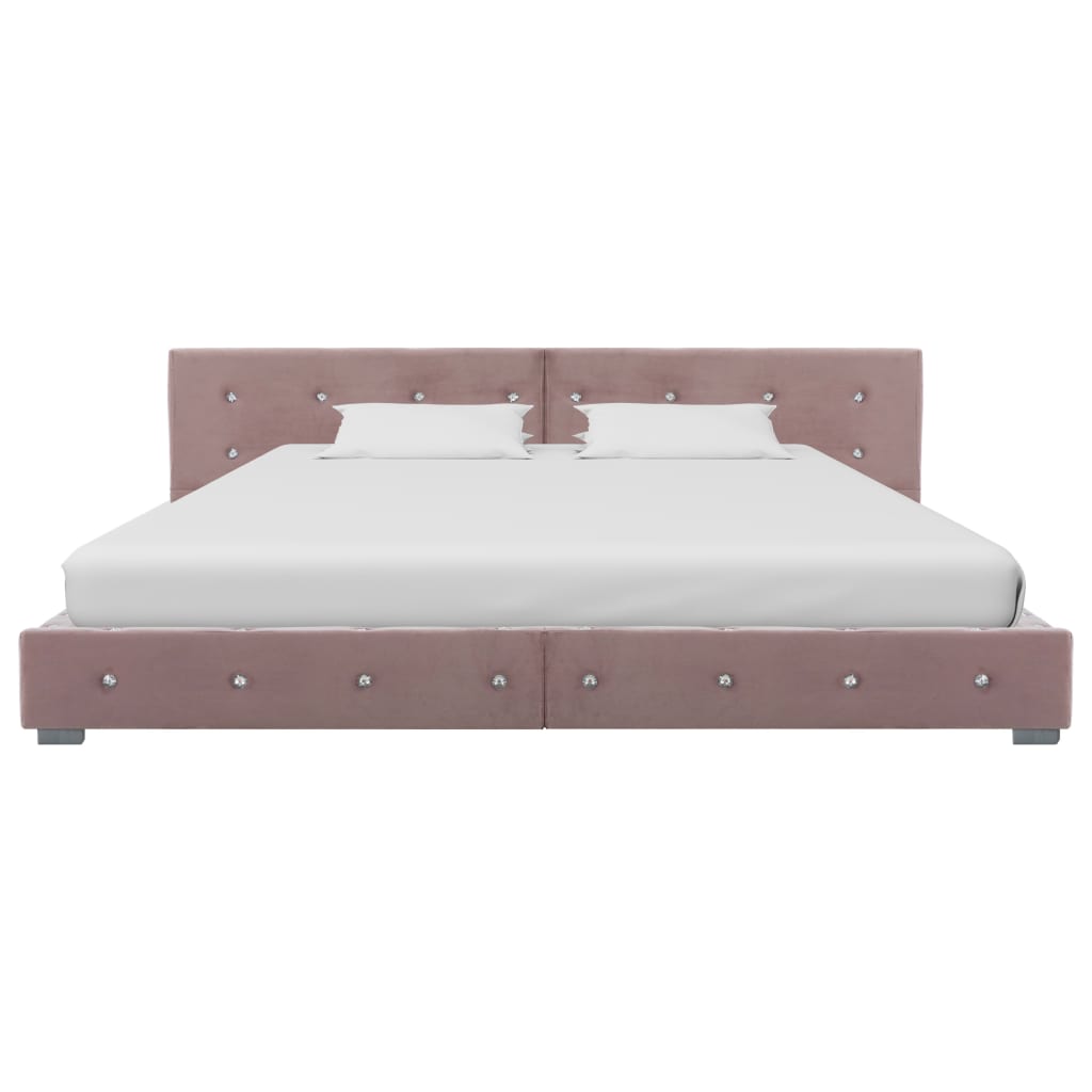 Легло с мемори матрак, розово, кадифе, 180x200 см