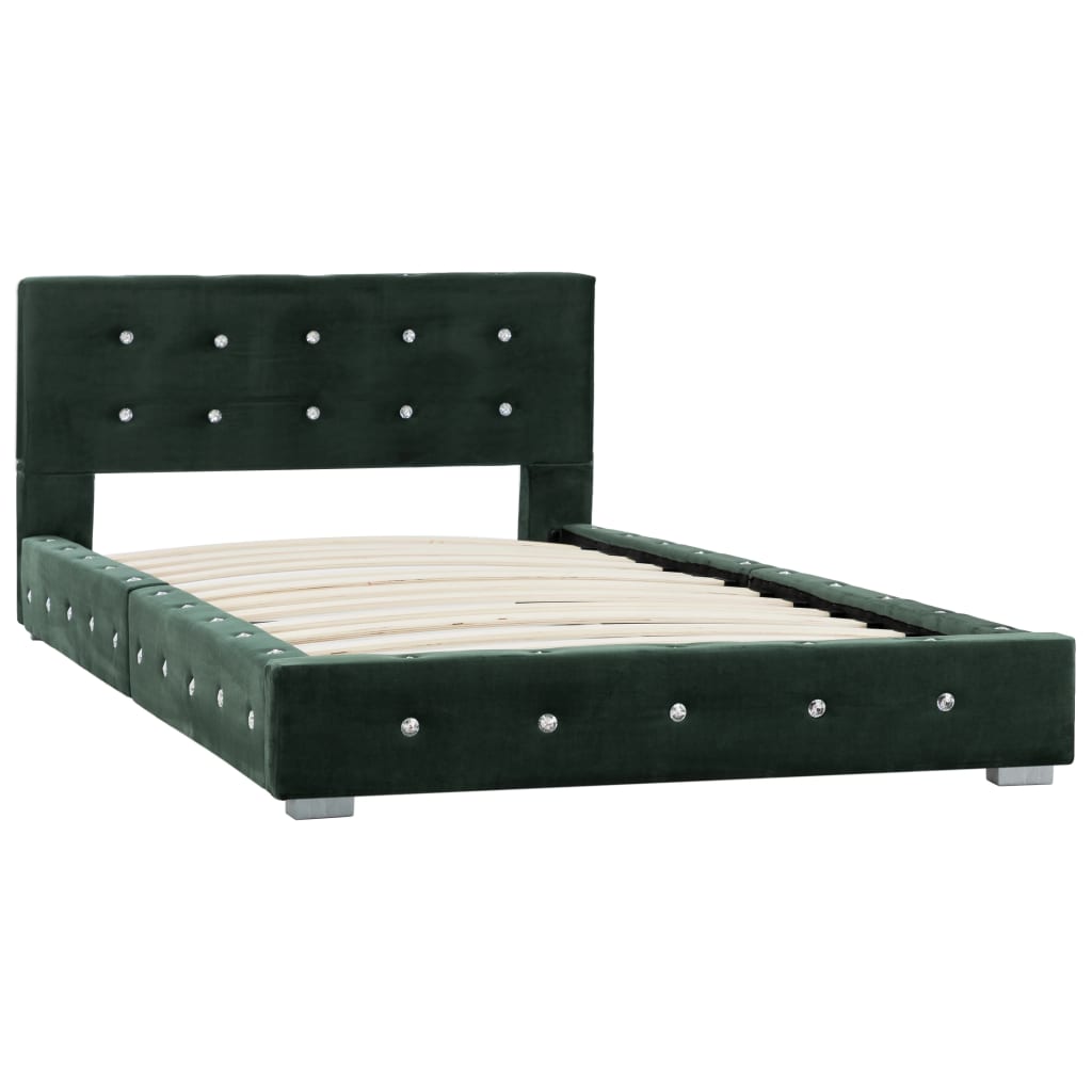 Легло с матрак от мемори пяна, зелено, кадифе, 90x200 см