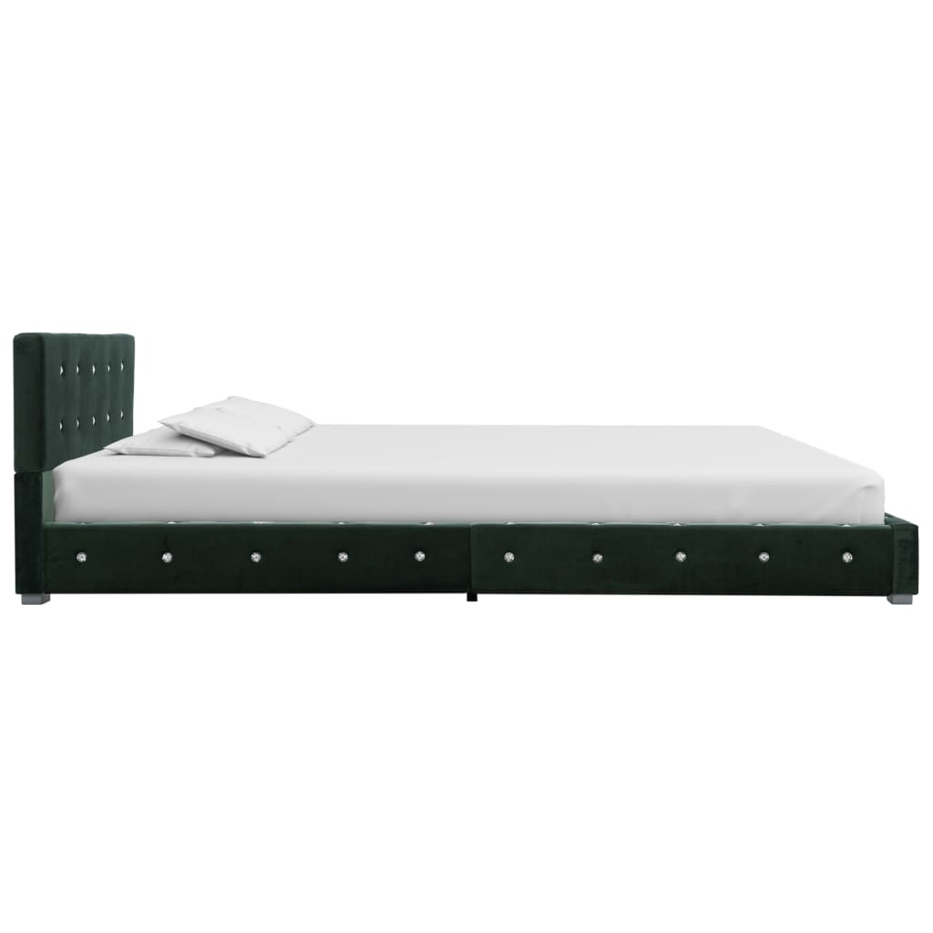 Легло с матрак от мемори пяна, зелено, кадифе, 120x200 см