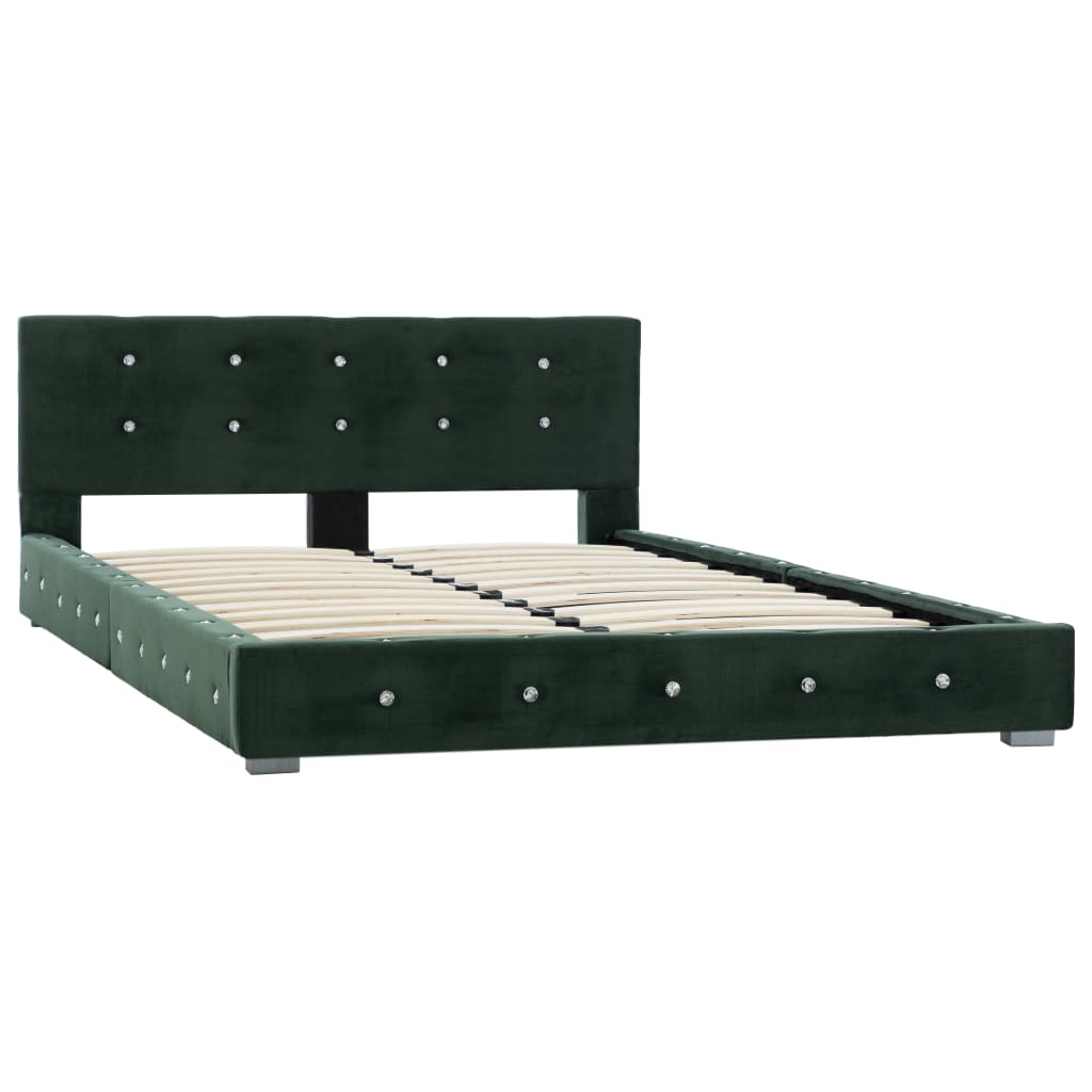 Легло с матрак от мемори пяна, зелено, кадифе, 120x200 см