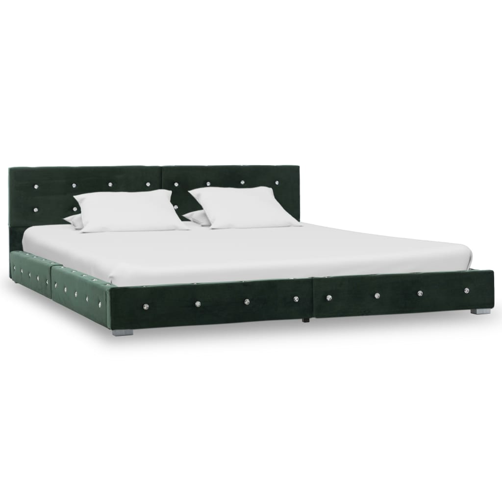 Легло с матрак от мемори пяна, зелено, кадифе, 160x200 cм