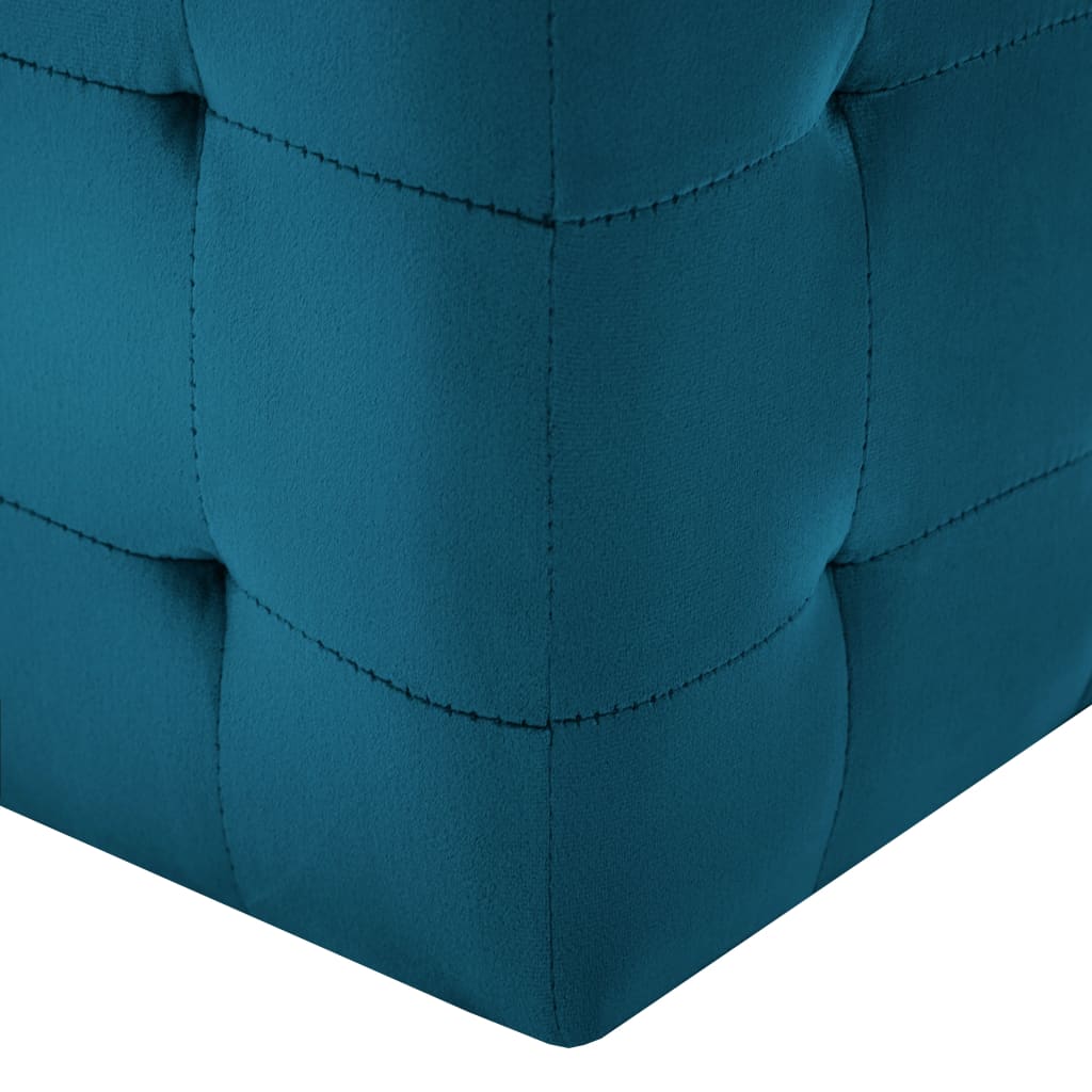 Пуфове, 2 бр, сини, 30x30x30 см, кадифен текстил