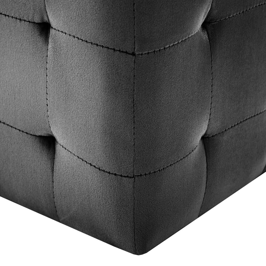 Пуфове, 2 бр, черни, 30x30x30 см, кадифен текстил