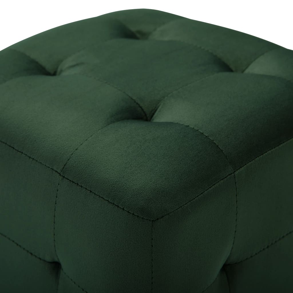 Пуфове, 2 бр, зелени, 30x30x30 см, кадифен текстил