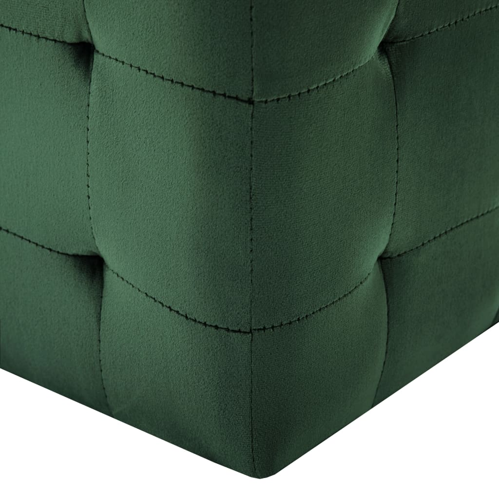 Пуфове, 2 бр, зелени, 30x30x30 см, кадифен текстил