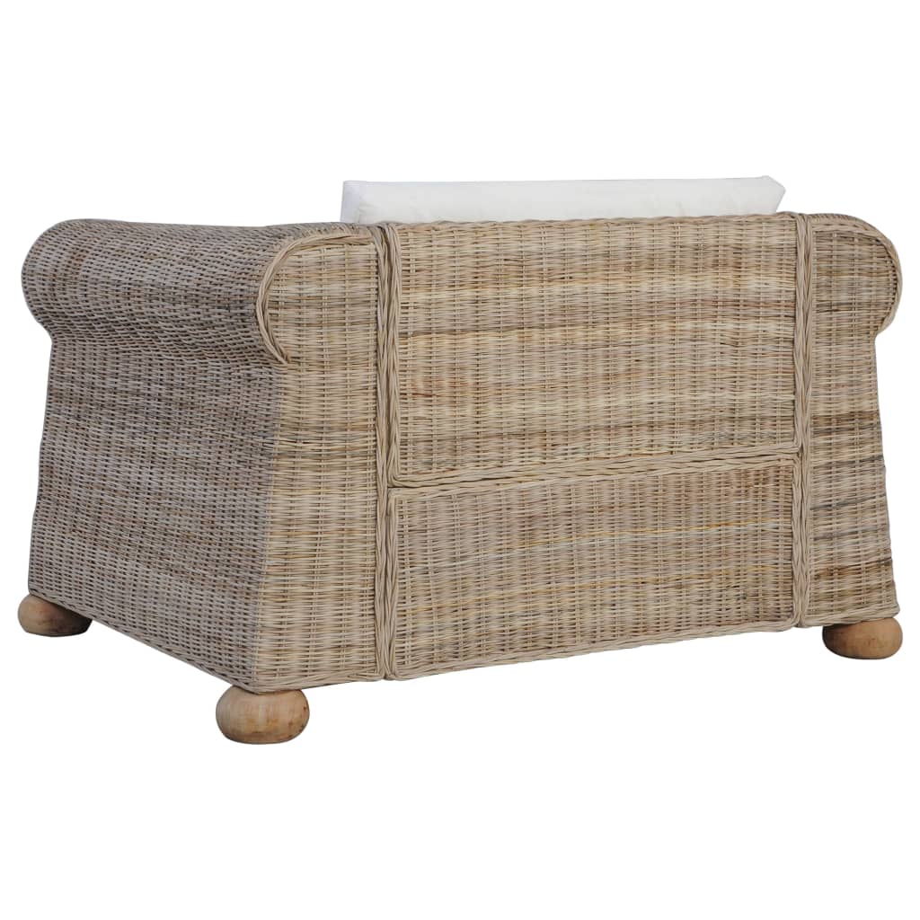 Комплект мека мебел от 2 части, с възглавници, естествен ратан