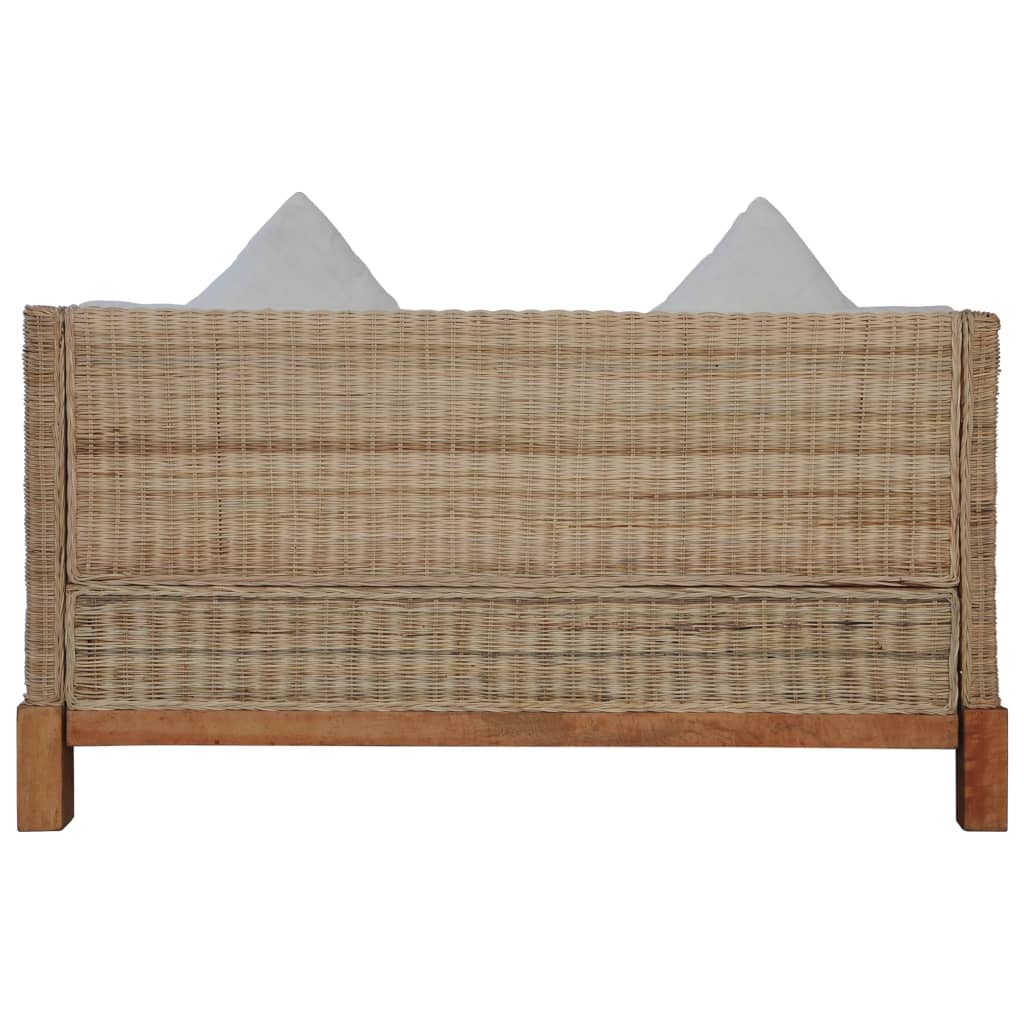 Комплект дивани с възглавници, 2 части, естествен ратан 