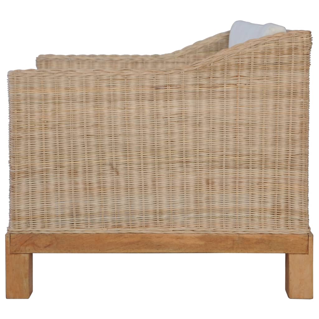 Комплект дивани с възглавници, 3 части, естествен ратан 
