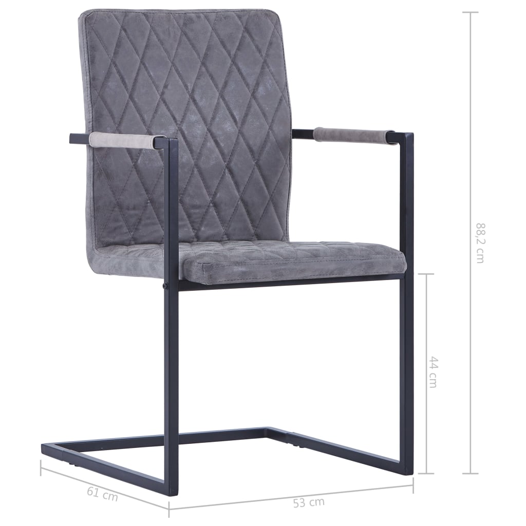 Конзолни трапезни столове, 6 бр, тъмносиви, изкуствена кожа