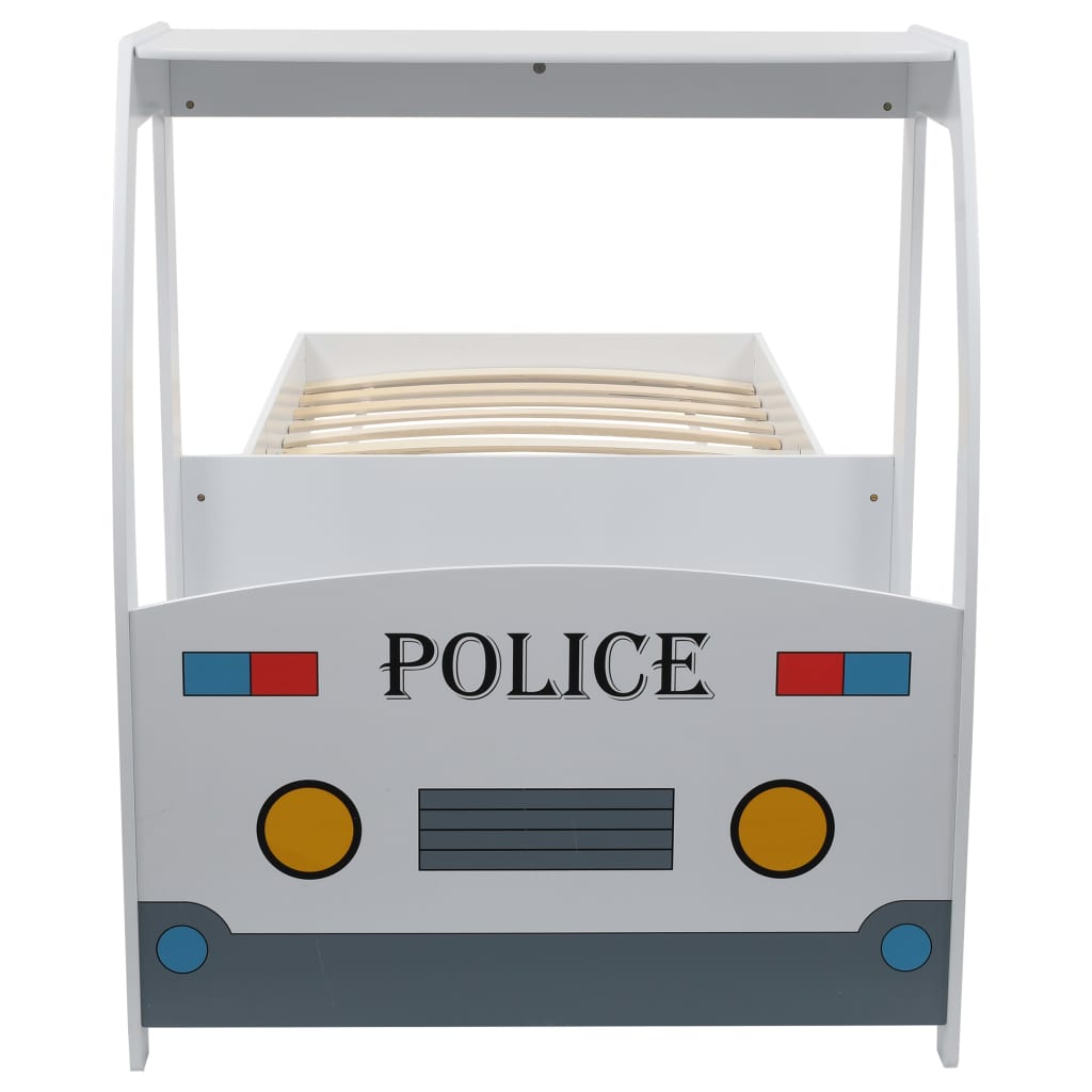 Детско легло полицейска кола с матрак от мемори пяна 90x200 см
