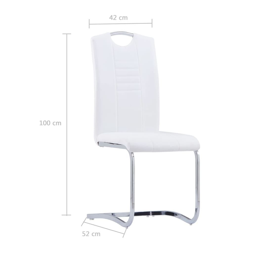 Конзолни трапезни столове, 6 бр, бели, изкуствена кожа