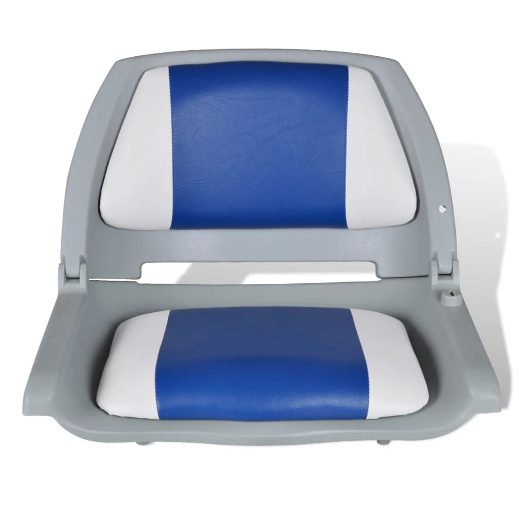 Седалки за лодка 2 бр сгъваеми облегалки синьо-бели 41x51x48 см