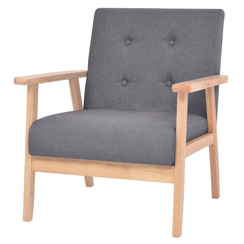 Комплект диван с кресла, 3 части, текстил, тъмносив