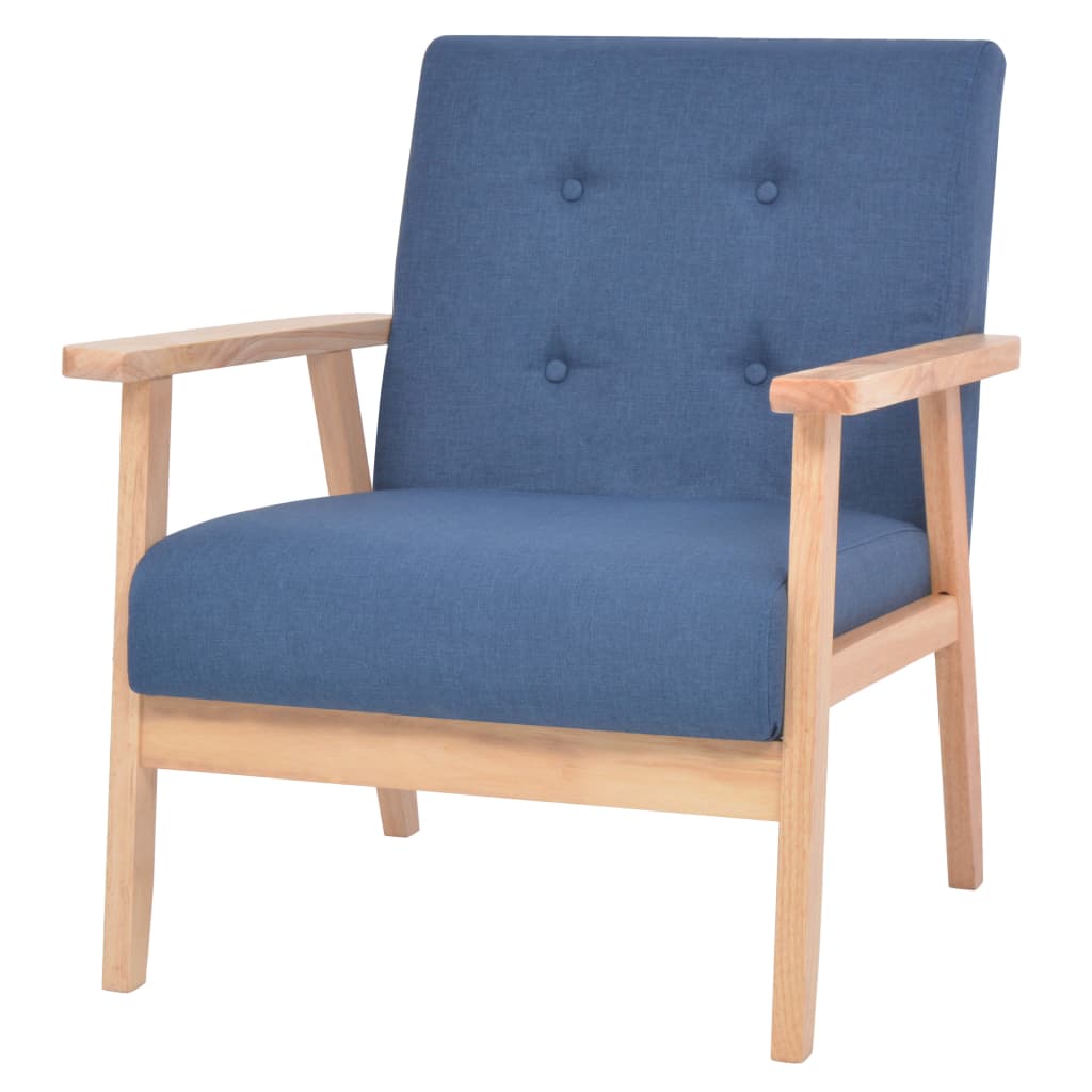 Комплект диван и кресла, 3 части, текстил, син