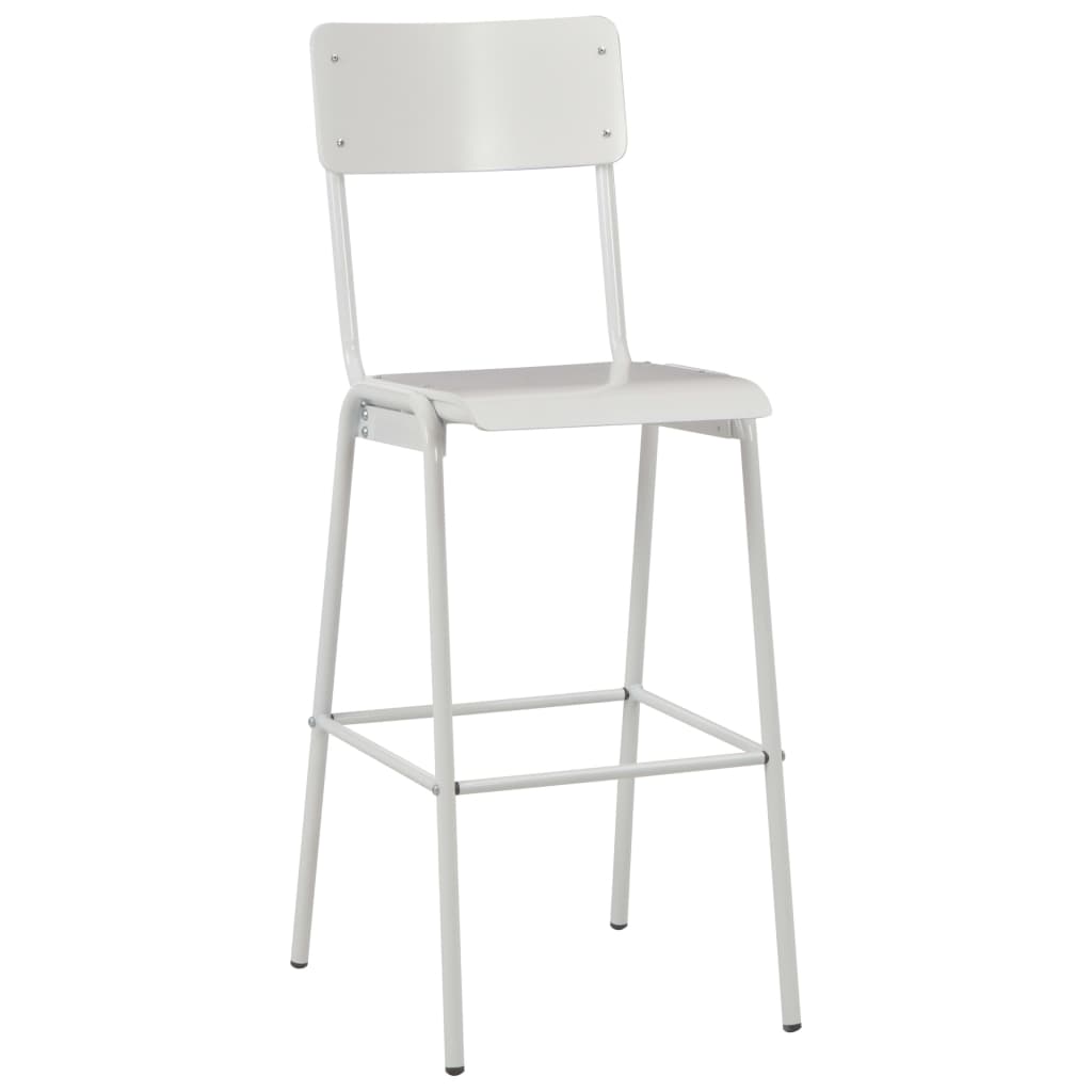 Бар столове, 2 бр, бели, твърд шперплат, стомана