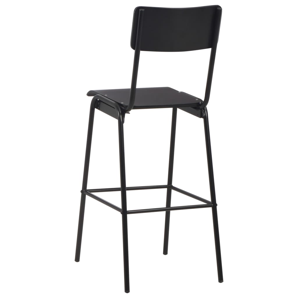 Бар столове, 2 бр, черни, твърд шперплат, стомана
