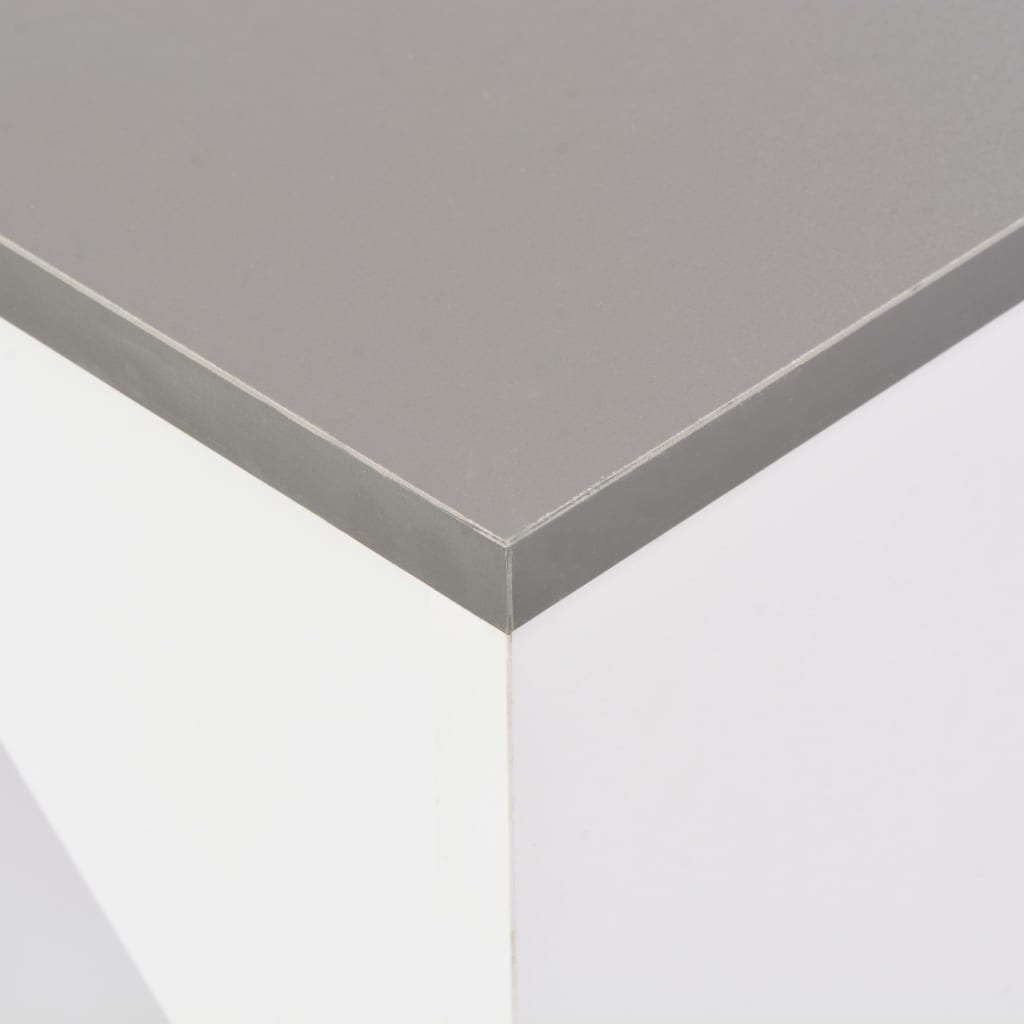 Бар маса с подвижен рафт, бяла, 138x39x110 см