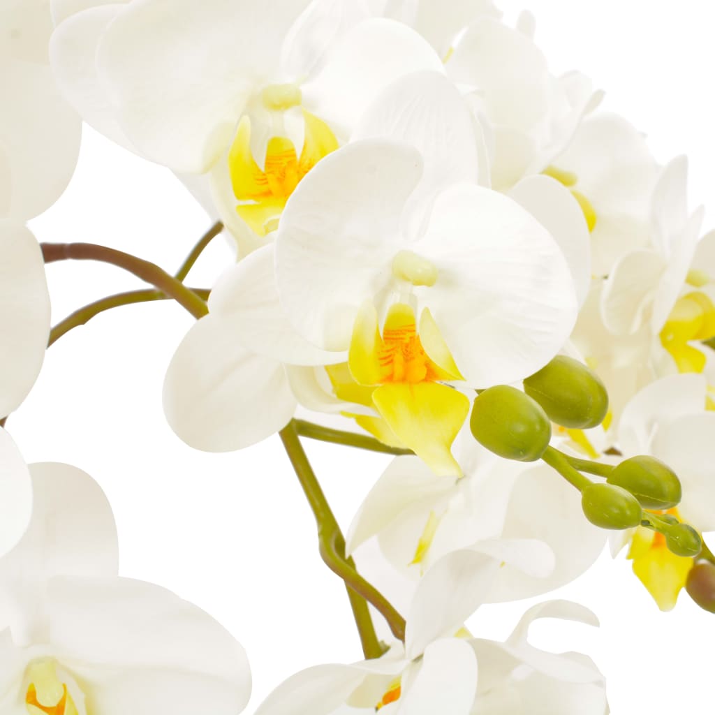 Изкуствено растение орхидея със саксия, бяло, 60 см