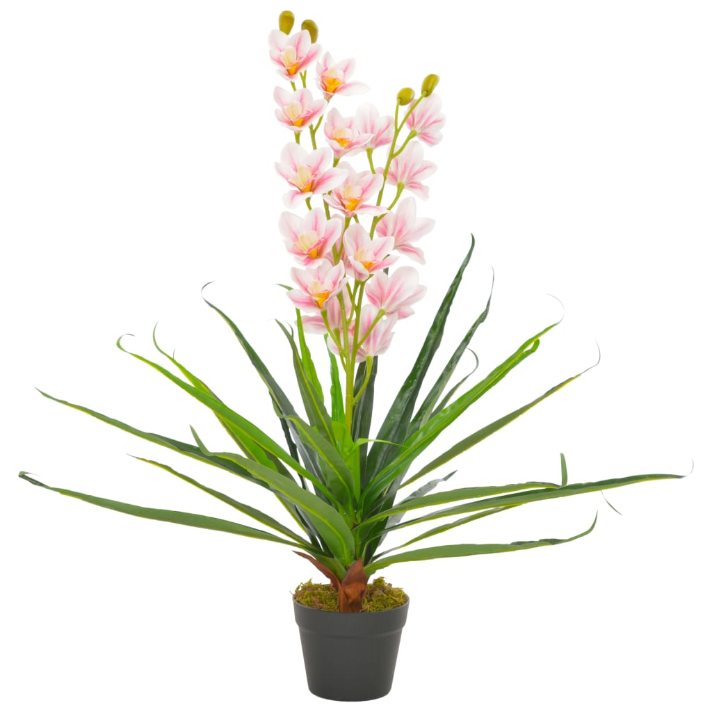 Изкуствено растение орхидея със саксия, розово, 90 см
