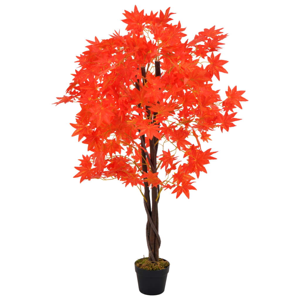 Изкуствено растение кленово дърво със саксия, червено, 120 см