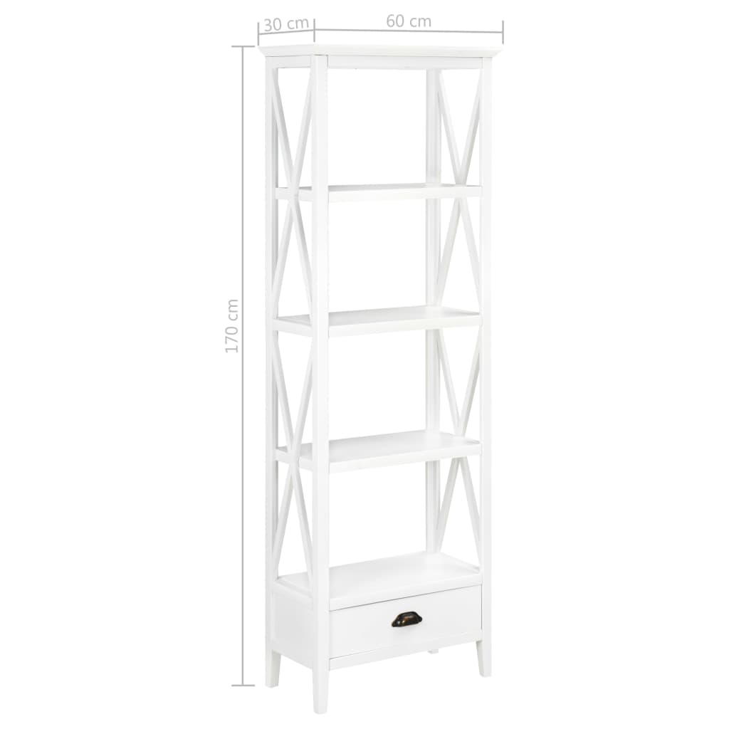 280035  Bookcase with 1 Drawer White 60x30x170 cm MDF