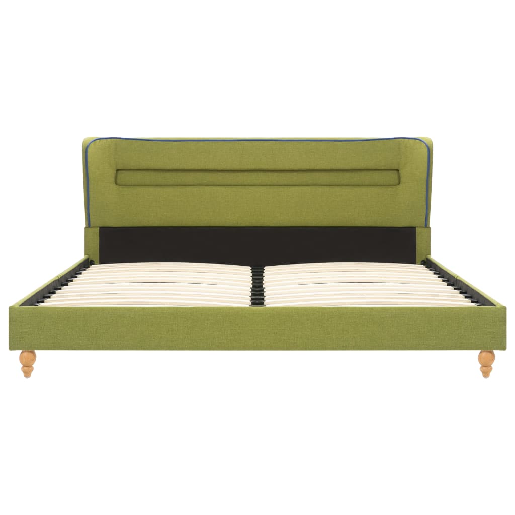Рамка за легло с LED, зелена, плат, 140x200 см