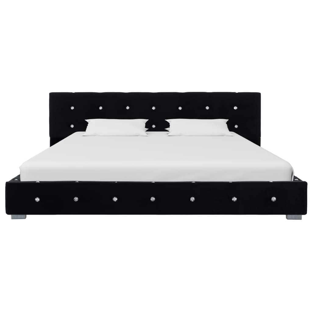Рамка за легло, черна, кадифе, 140x200 см