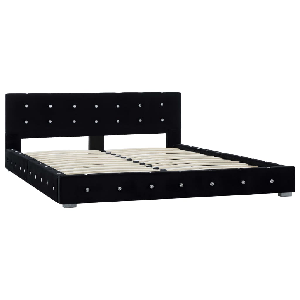 Рамка за легло, черна, кадифе, 140x200 см