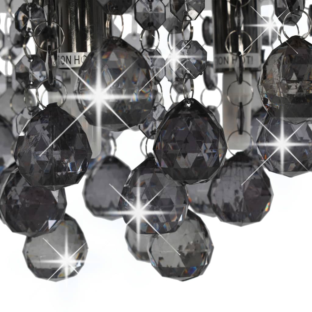 Полилей с опушени кристали, черен, кръгъл, G9
