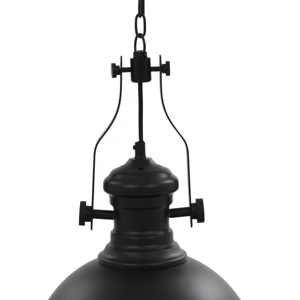 Таванна лампа, черна, кръгла, E27