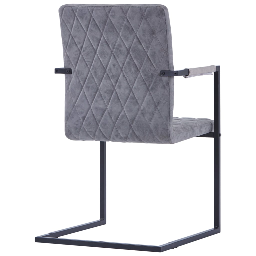 Конзолни трапезни столове, 2 бр, тъмносиви, изкуствена кожа