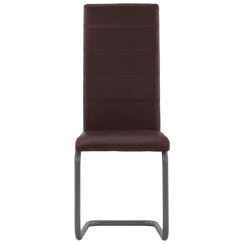 Конзолни трапезни столове, 2 бр, кафяви, изкуствена кожа