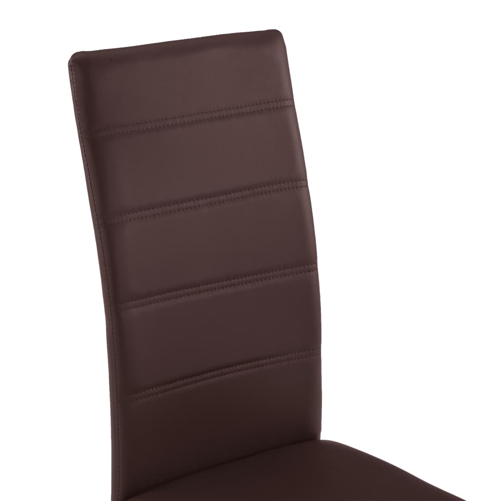 Конзолни трапезни столове, 2 бр, кафяви, изкуствена кожа