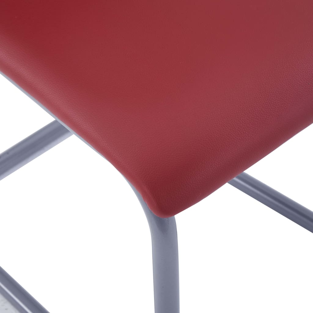 Конзолни трапезни столове, 4 бр, червени, изкуствена кожа
