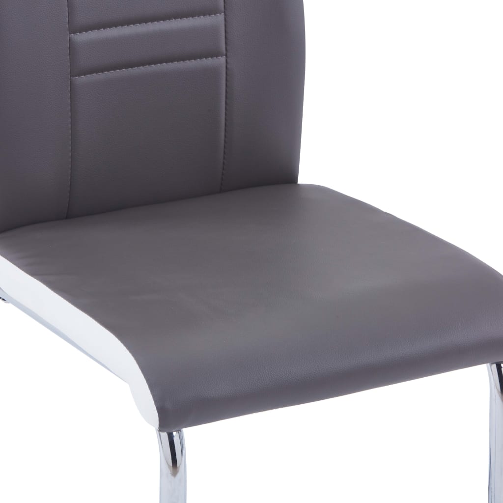 Конзолни трапезни столове, 2 бр, сиви, изкуствена кожа
