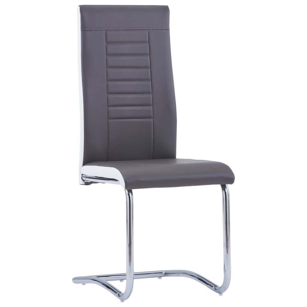Конзолни трапезни столове, 4 бр, сиви, изкуствена кожа
