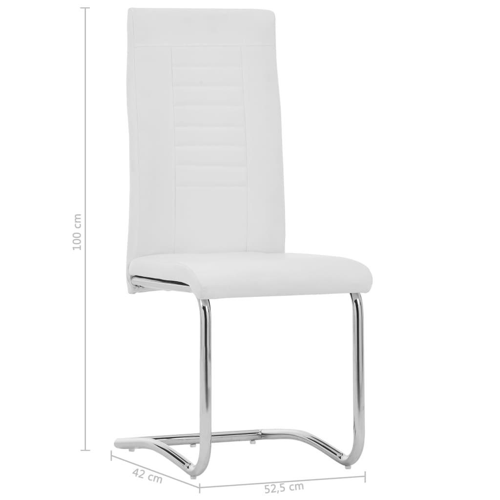 Конзолни трапезни столове, 2 бр, бели, изкуствена кожа
