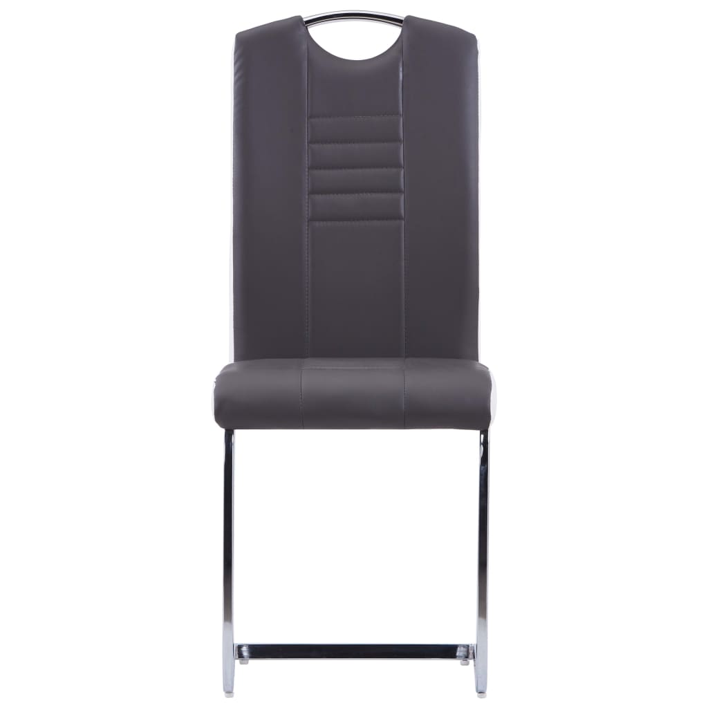 Конзолни трапезни столове, 2 бр, сиви, изкуствена кожа