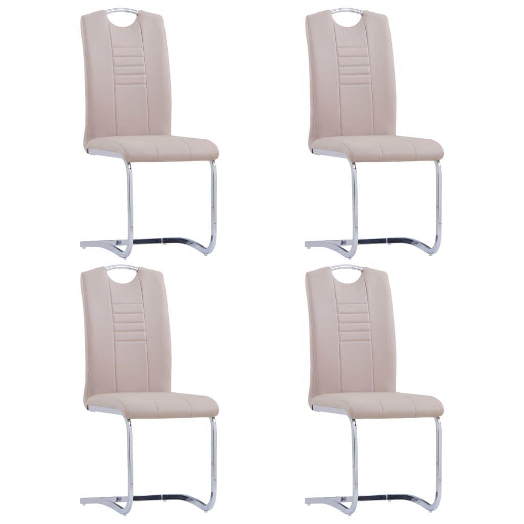 Конзолни трапезни столове, 4 бр, капучино, изкуствена кожа