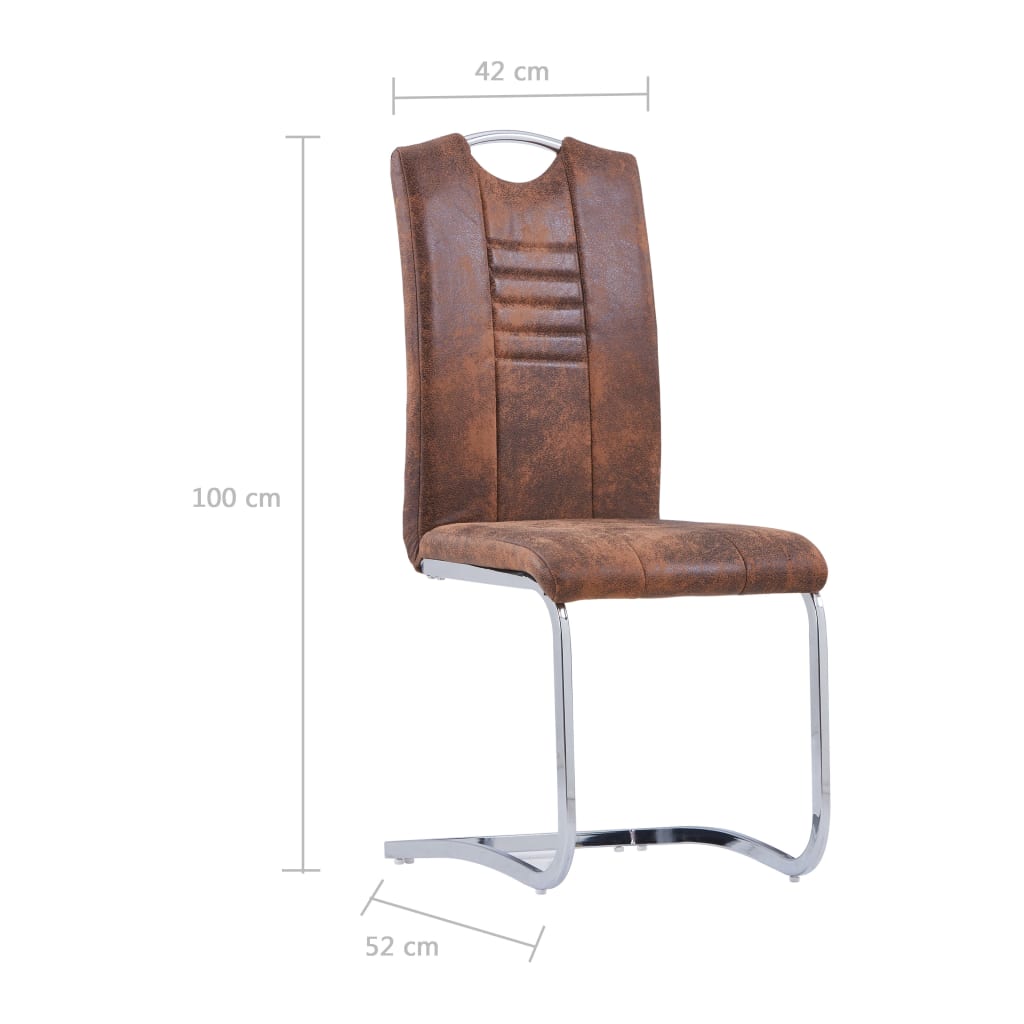Конзолни трапезни столове, 4 бр, кафяви, изкуствен велур