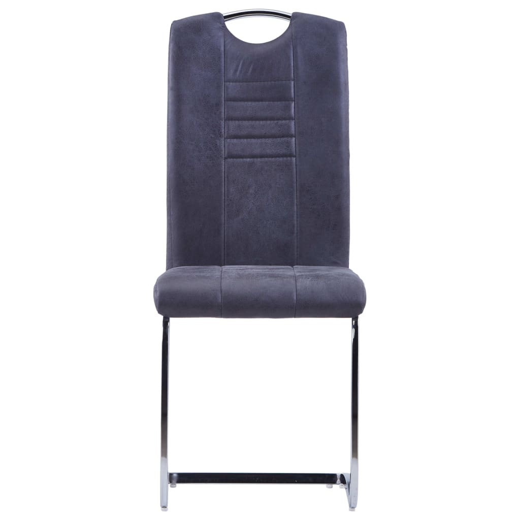 Конзолни трапезни столове, 4 бр, сиви, изкуствен велур