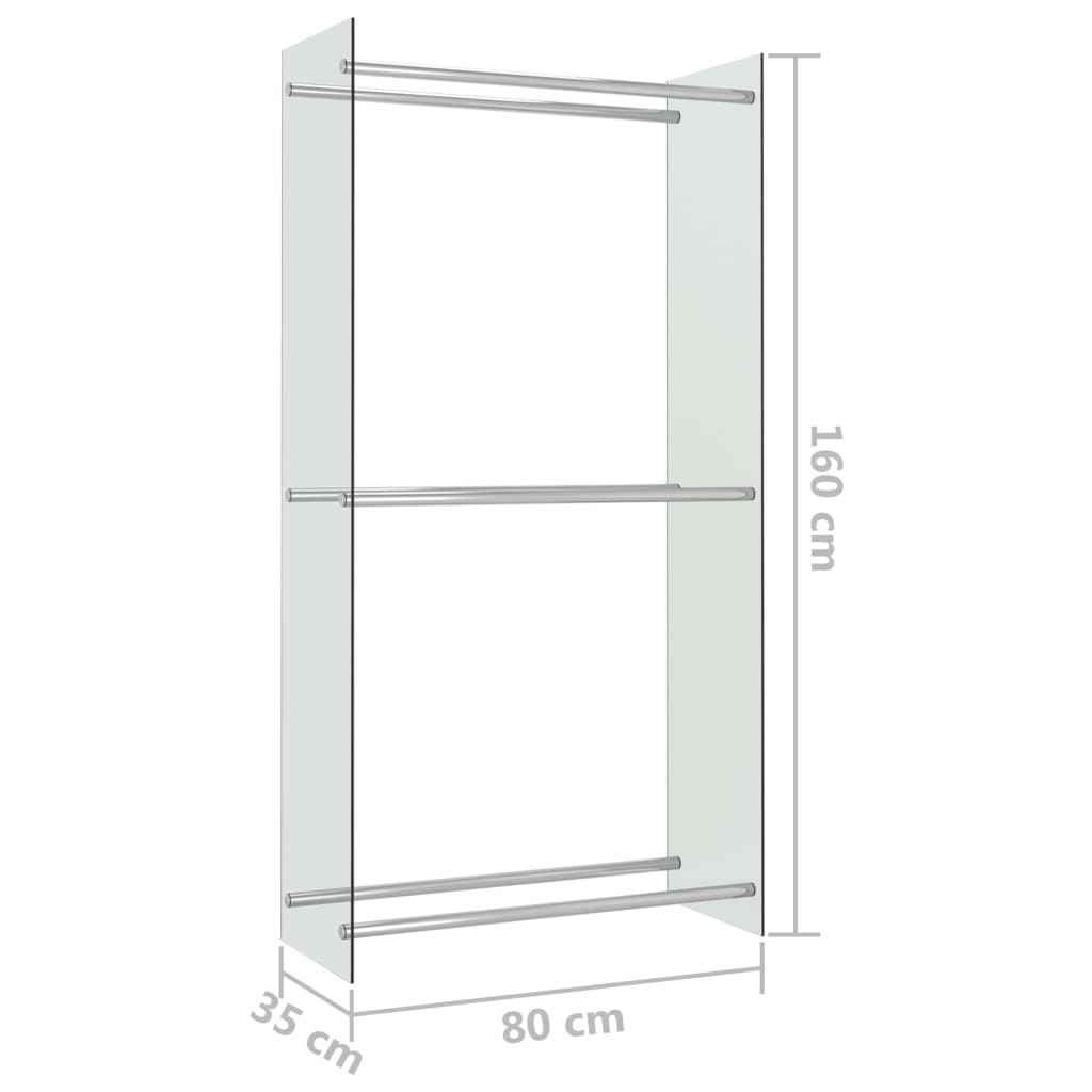 Стойка за дърва, прозрачна, 80x35x160 см, стъкло