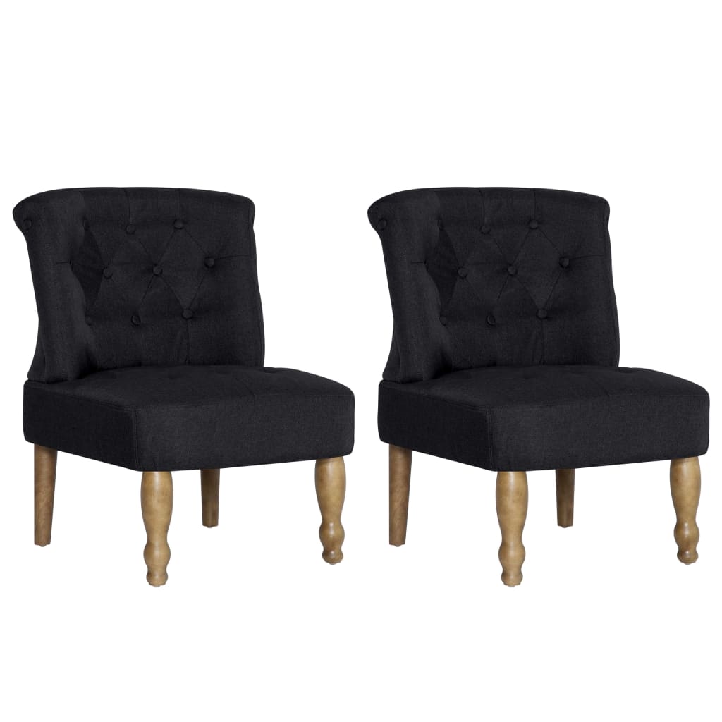 Френски столове, 2 бр, черни, текстил