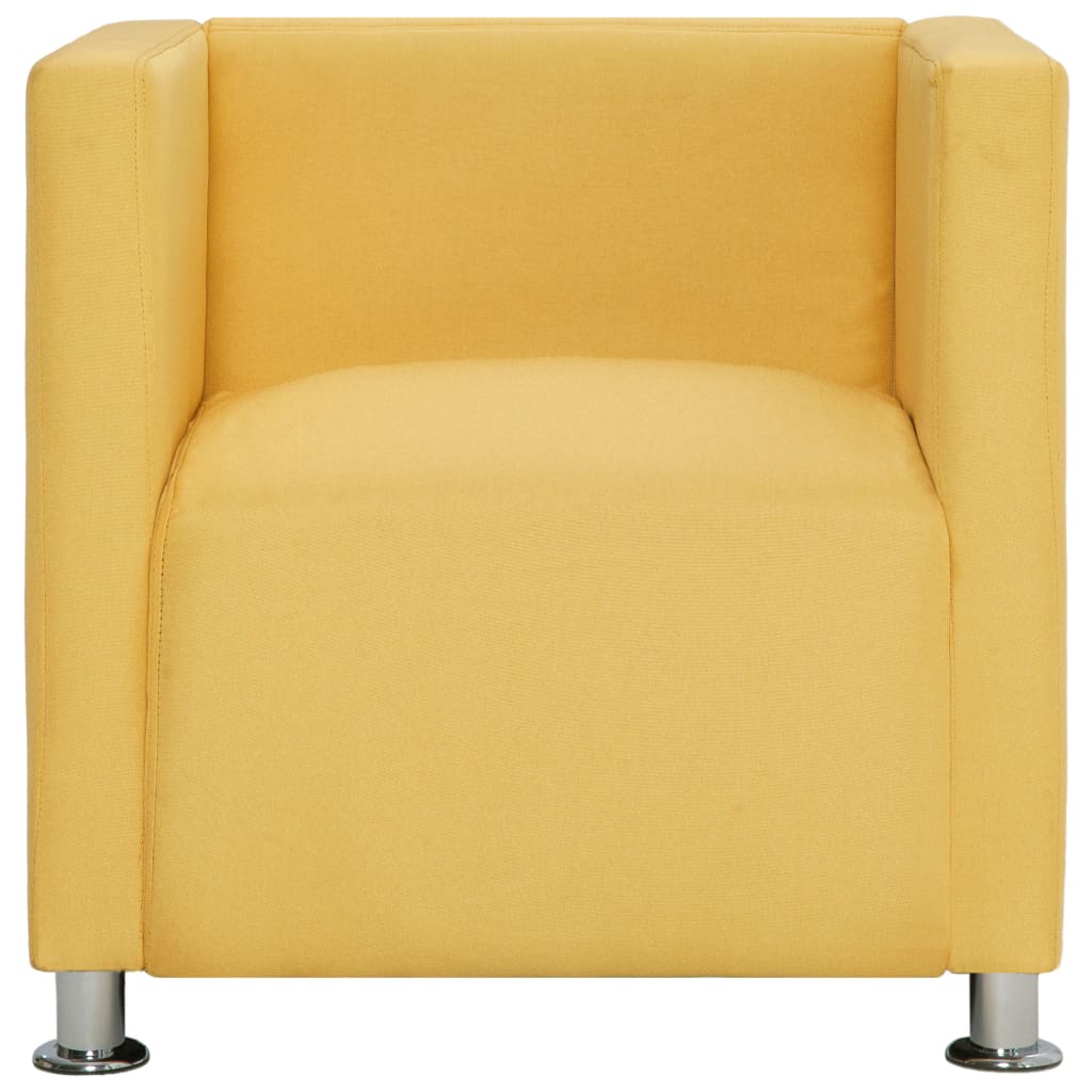 Фотьойл с кубична форма, жълт, текстил